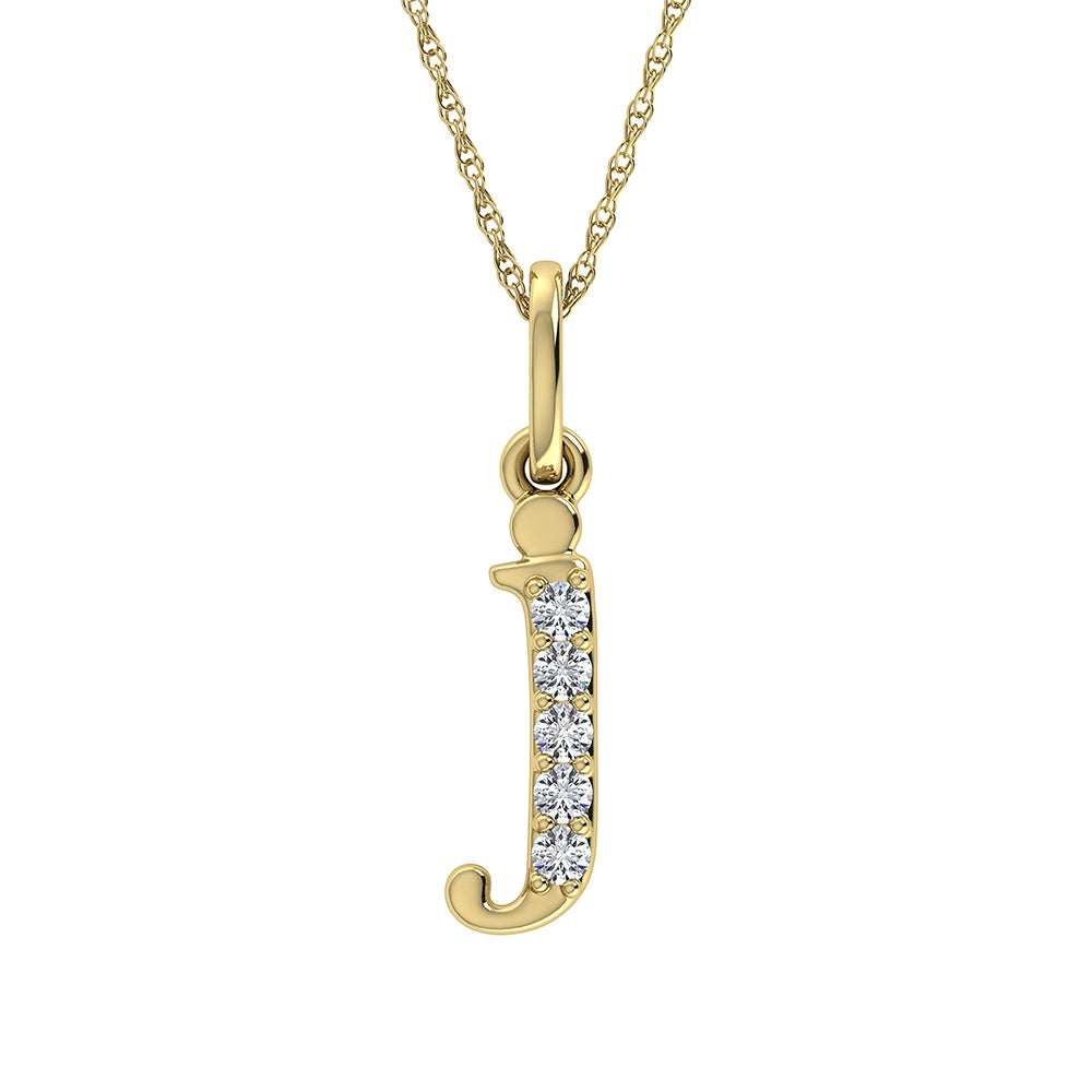 1/20 Ct. Tw. Diamond Letter J Pendant in 10K Yellow Gold