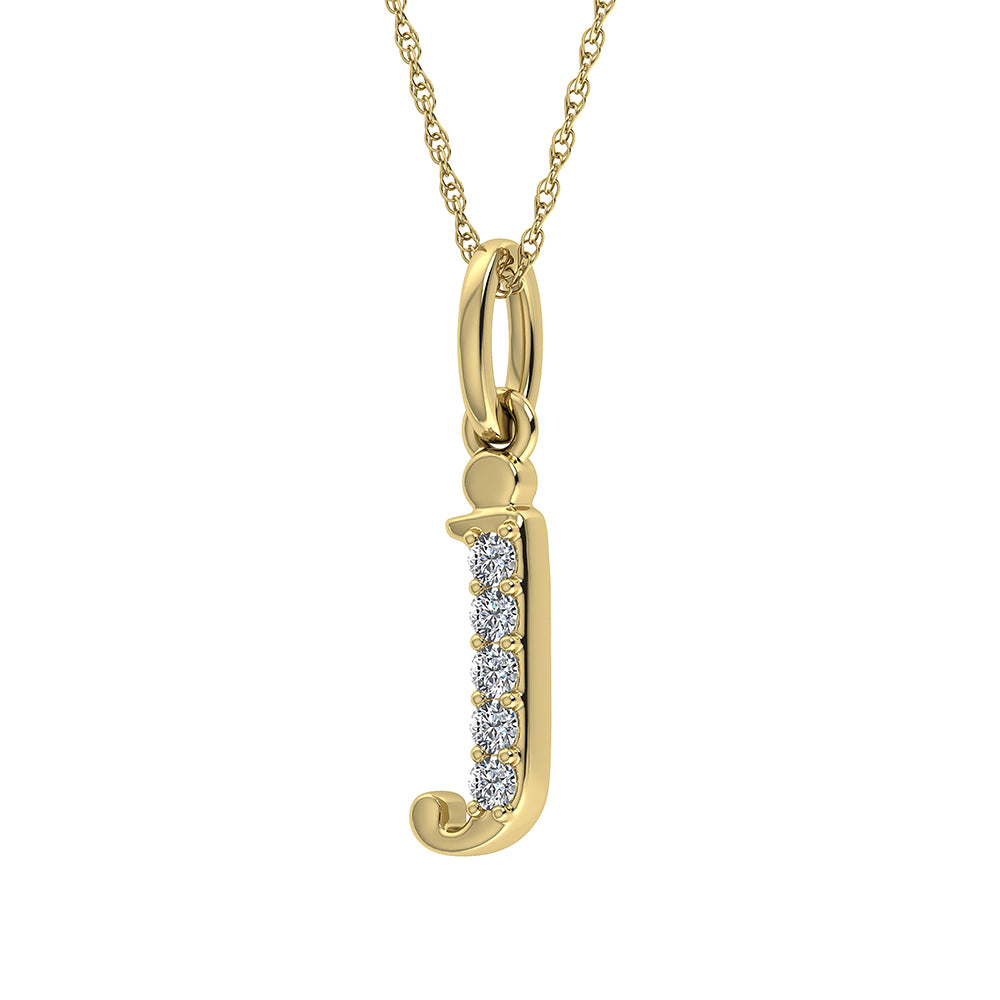 1/20 Ct. Tw. Diamond Letter J Pendant in 10K Yellow Gold