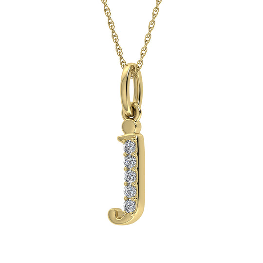 1/20 Ct. Tw. Diamond Letter J Pendant in 10K Yellow Gold