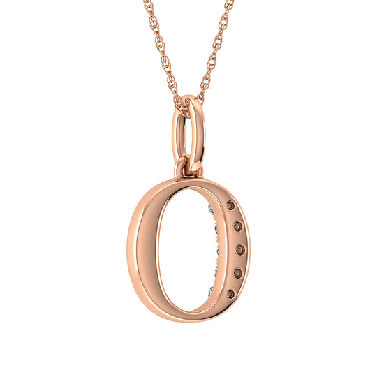 Diamante 1/20 Ct.Tw. Colgante con letra O en oro rosa de 10 quilates