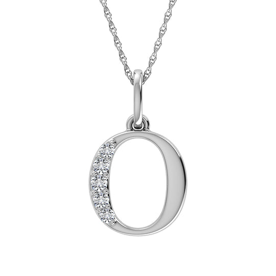 Diamante 1/20 Ct.Tw. Colgante con letra O en oro blanco de 10 quilates