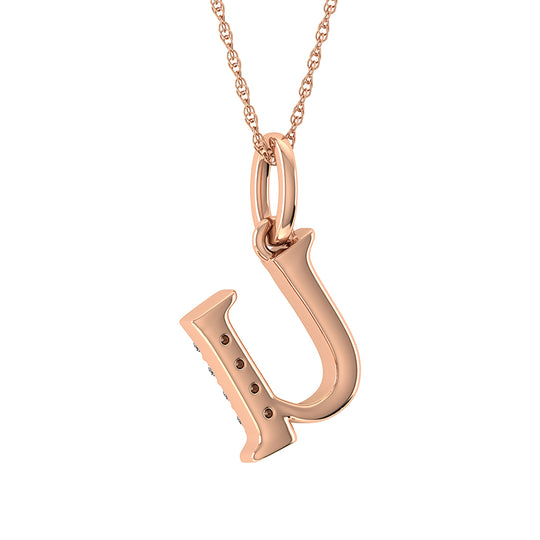 1/20 Ct. Tw. Diamond Letter U Pendant in 10K Rose Gold