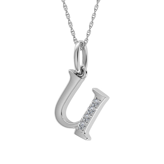 1/20 Ct. Tw. Diamond Letter U Pendant in 10K White Gold