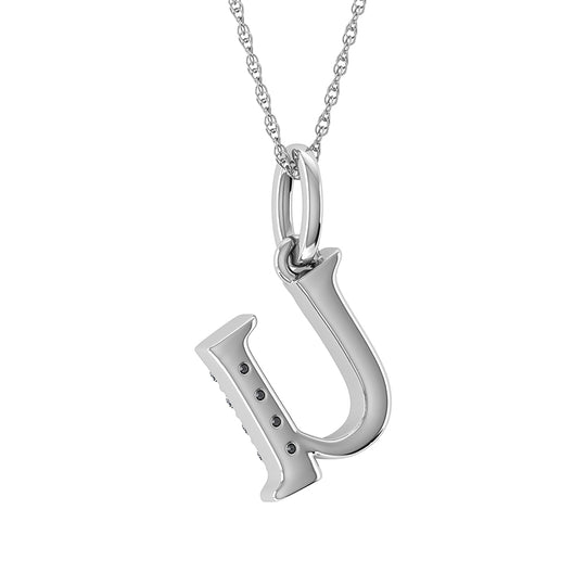 1/20 Ct. Tw. Diamond Letter U Pendant in 10K White Gold