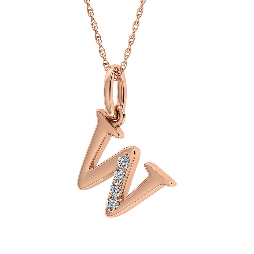 1/20 Ct. Tw. Diamond Letter W Pendant in 10K Rose Gold