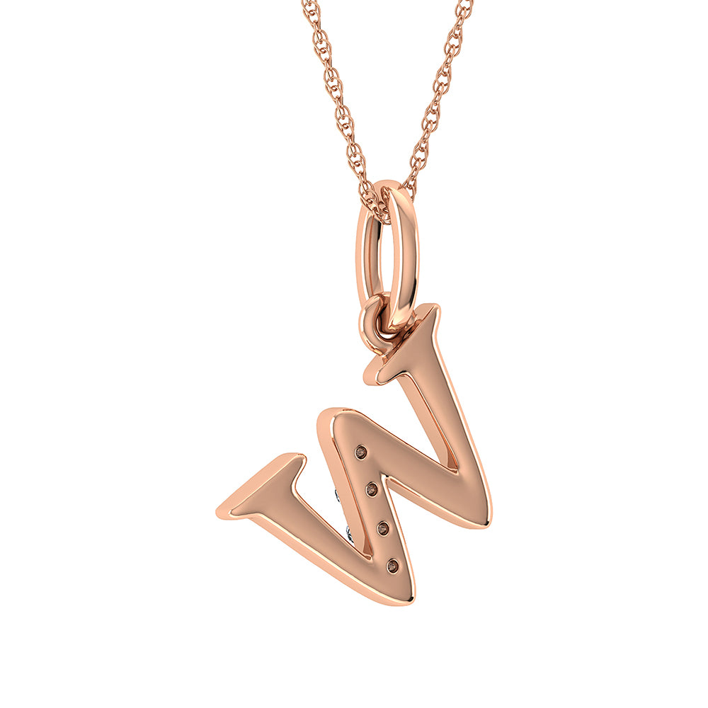 1/20 Ct. Tw. Diamond Letter W Pendant in 10K Rose Gold