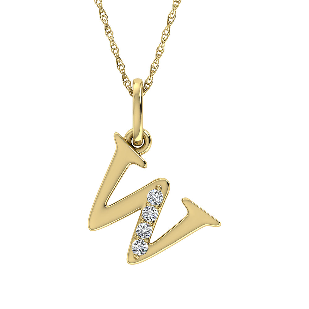 1/20 Ct. Tw. Diamond Letter W Pendant in 10K Yellow Gold