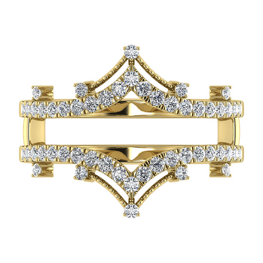 1/3 Ct.Tw. Diamond Chevron Guard Ring in 14k Yellow Gold