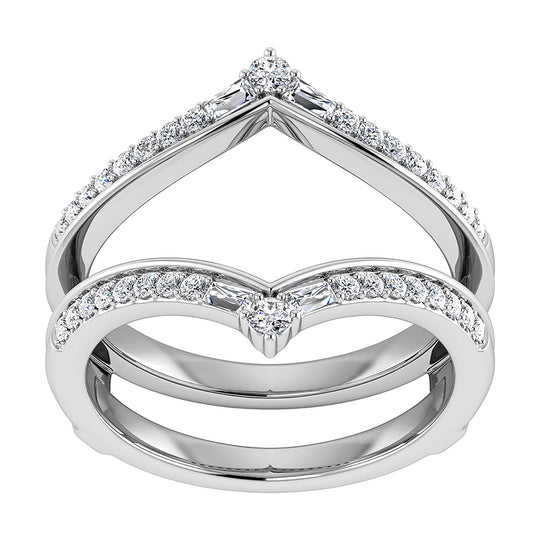 1/3 Ct.Tw. Diamond Chevron Guard Ring in 14k White Gold