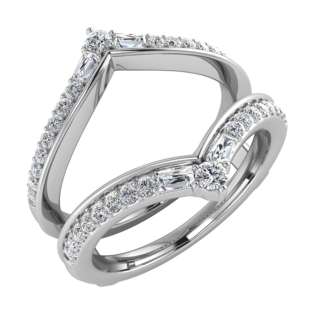 1/3 Ct.Tw. Diamond Chevron Guard Ring in 14k White Gold