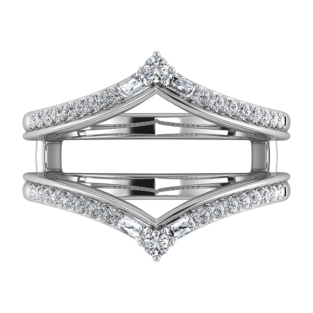 1/3 Ct.Tw. Diamond Chevron Guard Ring in 14k White Gold