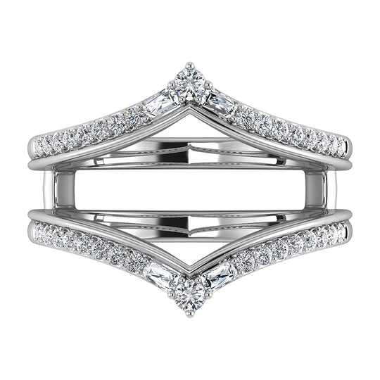 1/3 Ct.Tw. Diamond Chevron Guard Ring in 14k White Gold