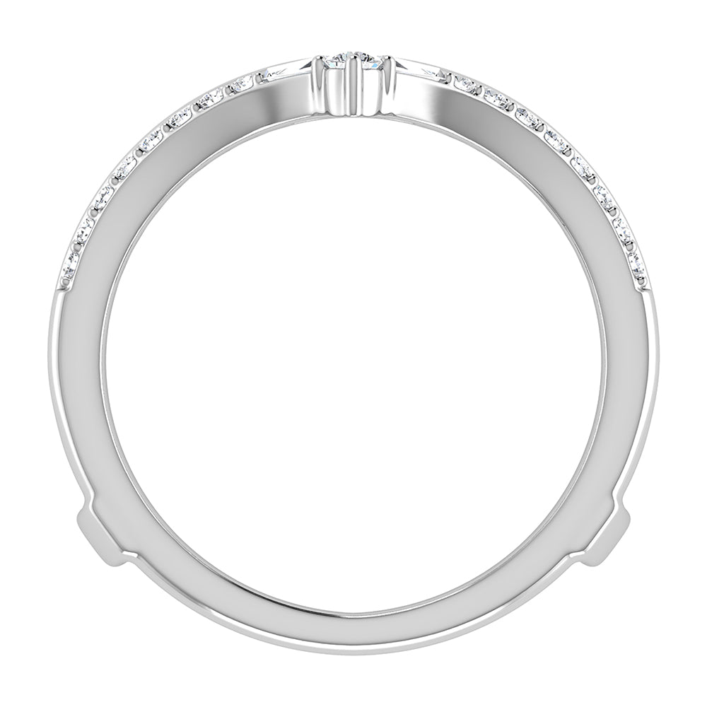 1/3 Ct.Tw. Diamond Chevron Guard Ring in 14k White Gold