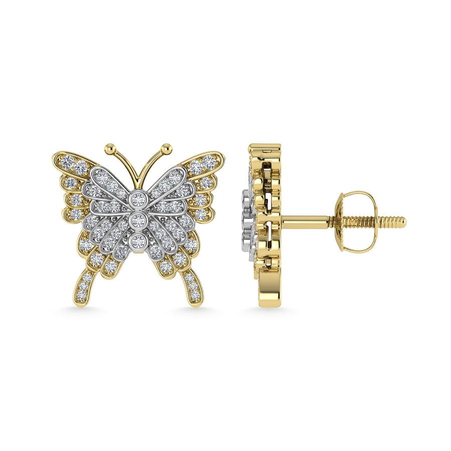 Aretes de moda en oro de 10 quilates Diamante 1/3 Ct.Tw.