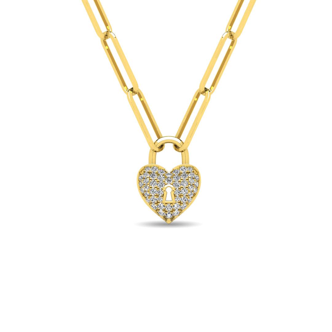 Diamante 1/8 Ct.Tw. Colgante con candado en oro amarillo de 10 quilates