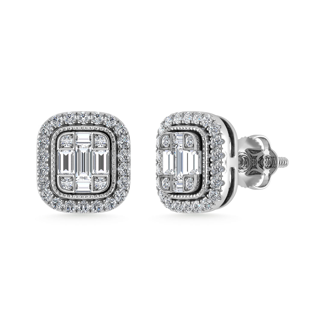 Diamante 3/8 Ct.Tw. Aretes de moda en oro blanco de 10 quilates