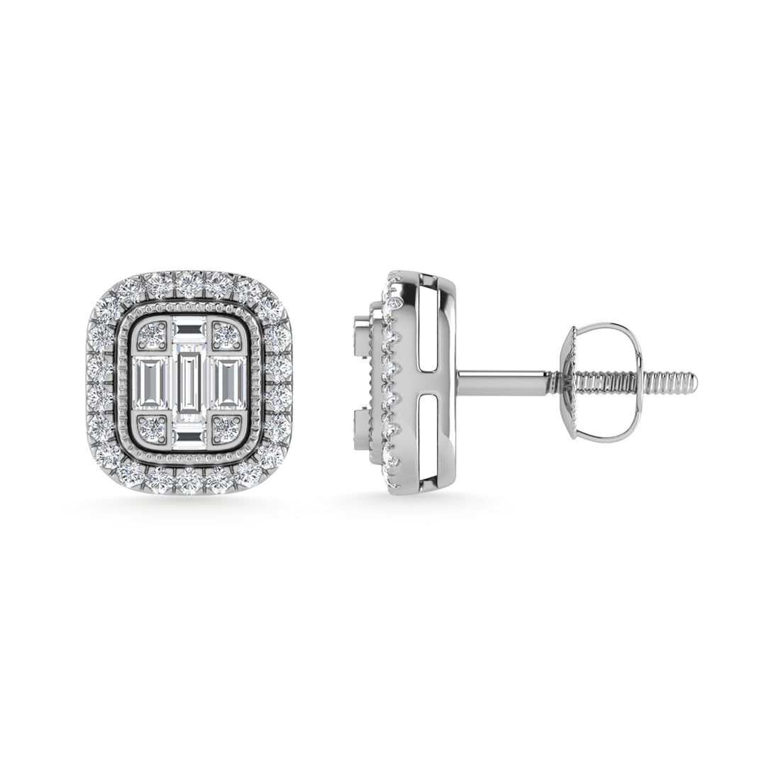 Diamante 3/8 Ct.Tw. Aretes de moda en oro blanco de 10 quilates