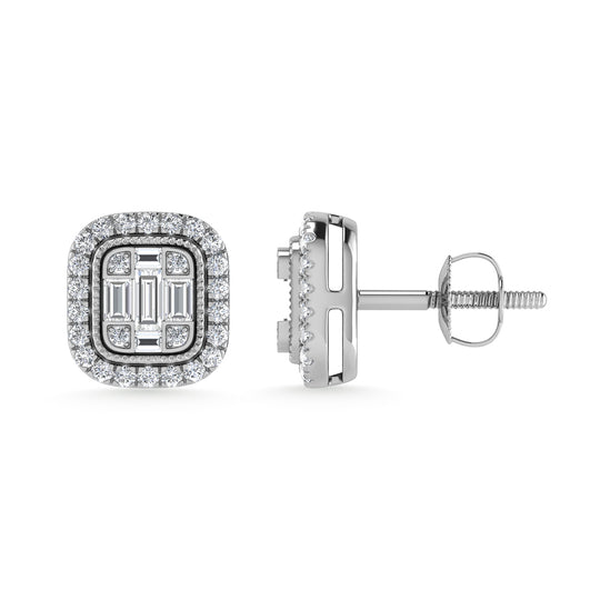 Diamante 3/8 Ct.Tw. Aretes de moda en oro blanco de 10 quilates
