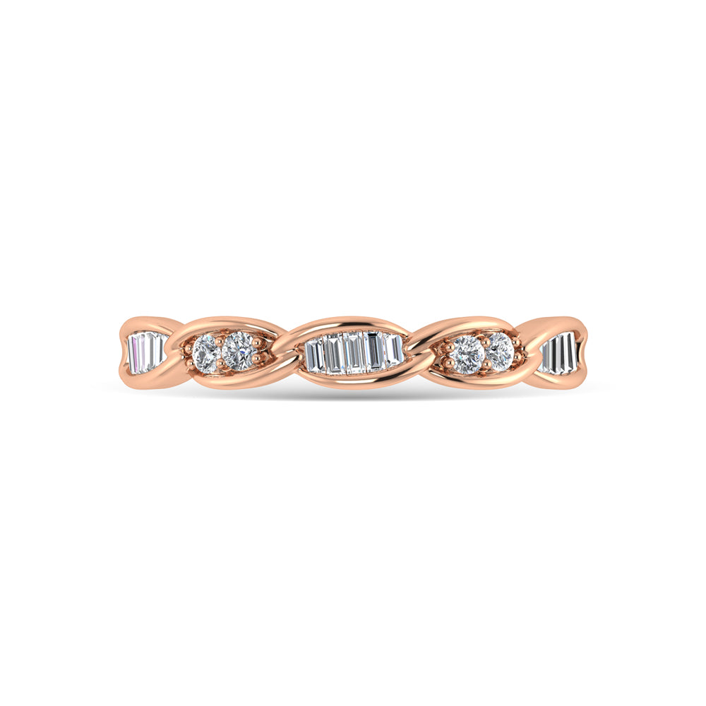 Diamante en oro rosa de 10 quilates de 1/5 quilates total. Anillo apilable