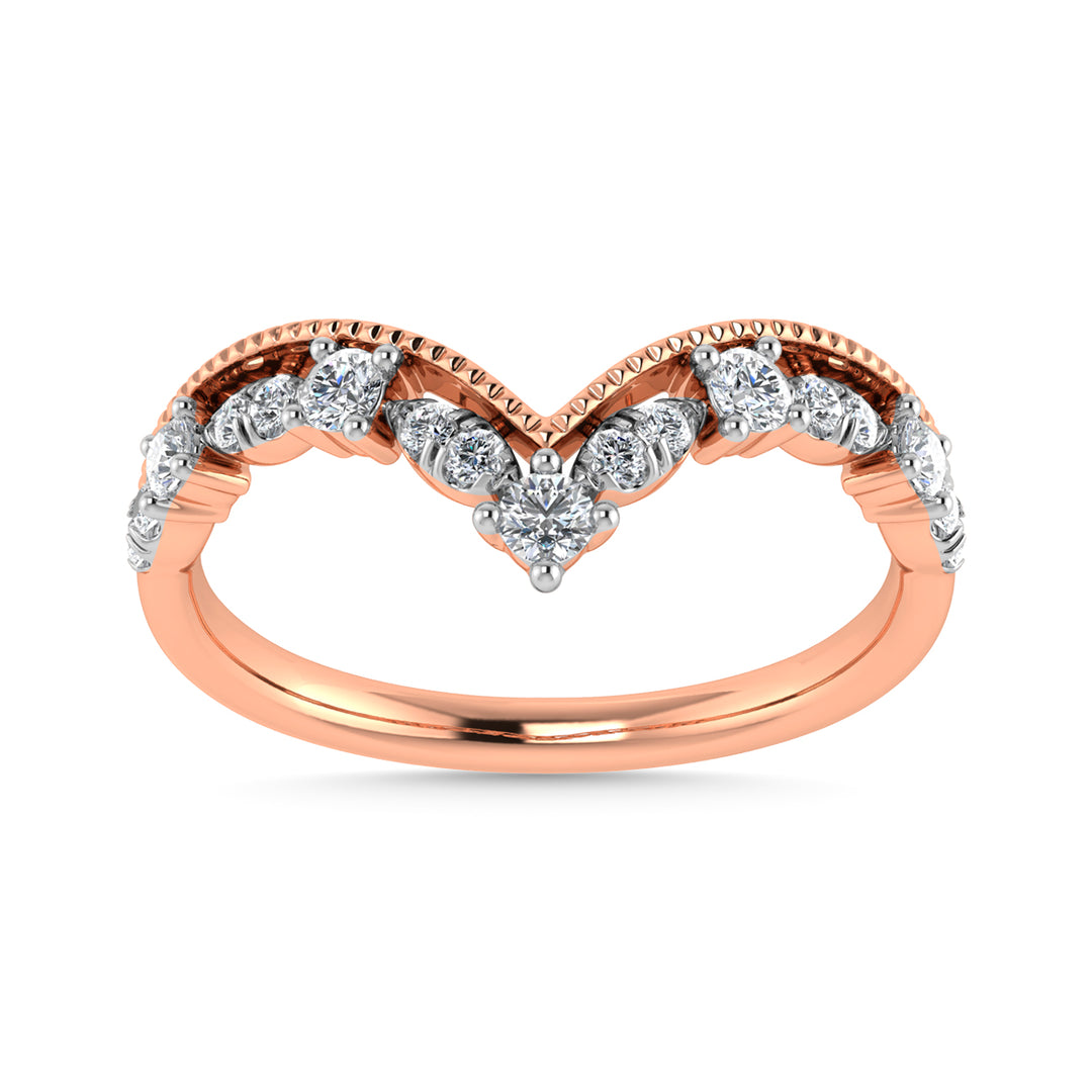1/5 Ct. Diamond Tw. Chevron Band in 10K Rose Gold