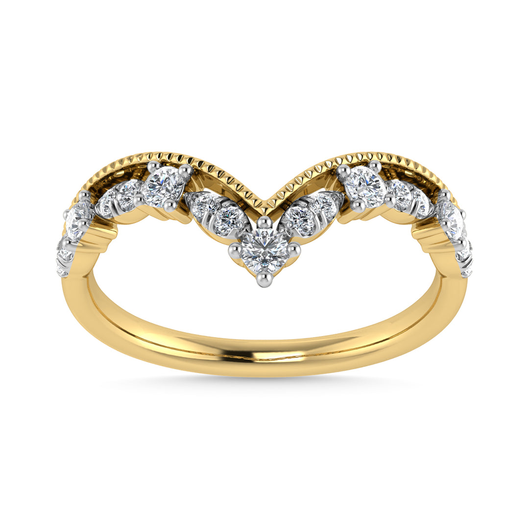 1/5 Ct. Diamond Tw. Chevron Band in 10K Yellow Gold