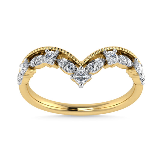 1/5 Ct. Diamond Tw. Chevron Band in 10K Yellow Gold