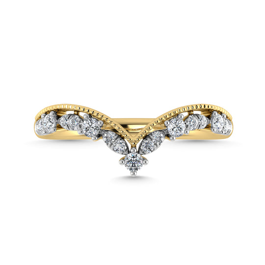1/5 Ct. Diamond Tw. Chevron Band in 10K Yellow Gold