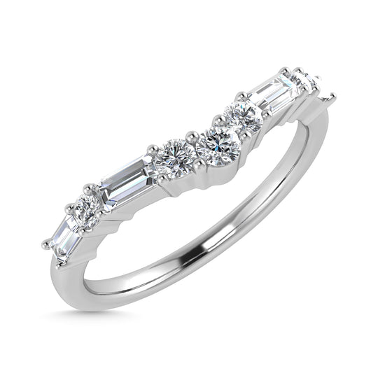 Diamante 1/3 Ct.Tw. Alianza de boda para mujer en oro blanco de 14 quilates