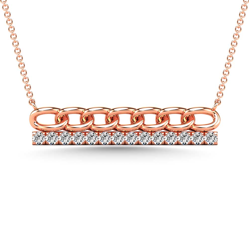 1/5 Ct. Tw. Diamond Bar Necklace in 10K Rose Gold