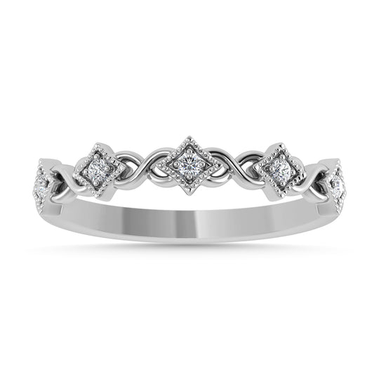 Diamante 1/10 Ct.Tw. Banda apilada en oro blanco de 10 quilates