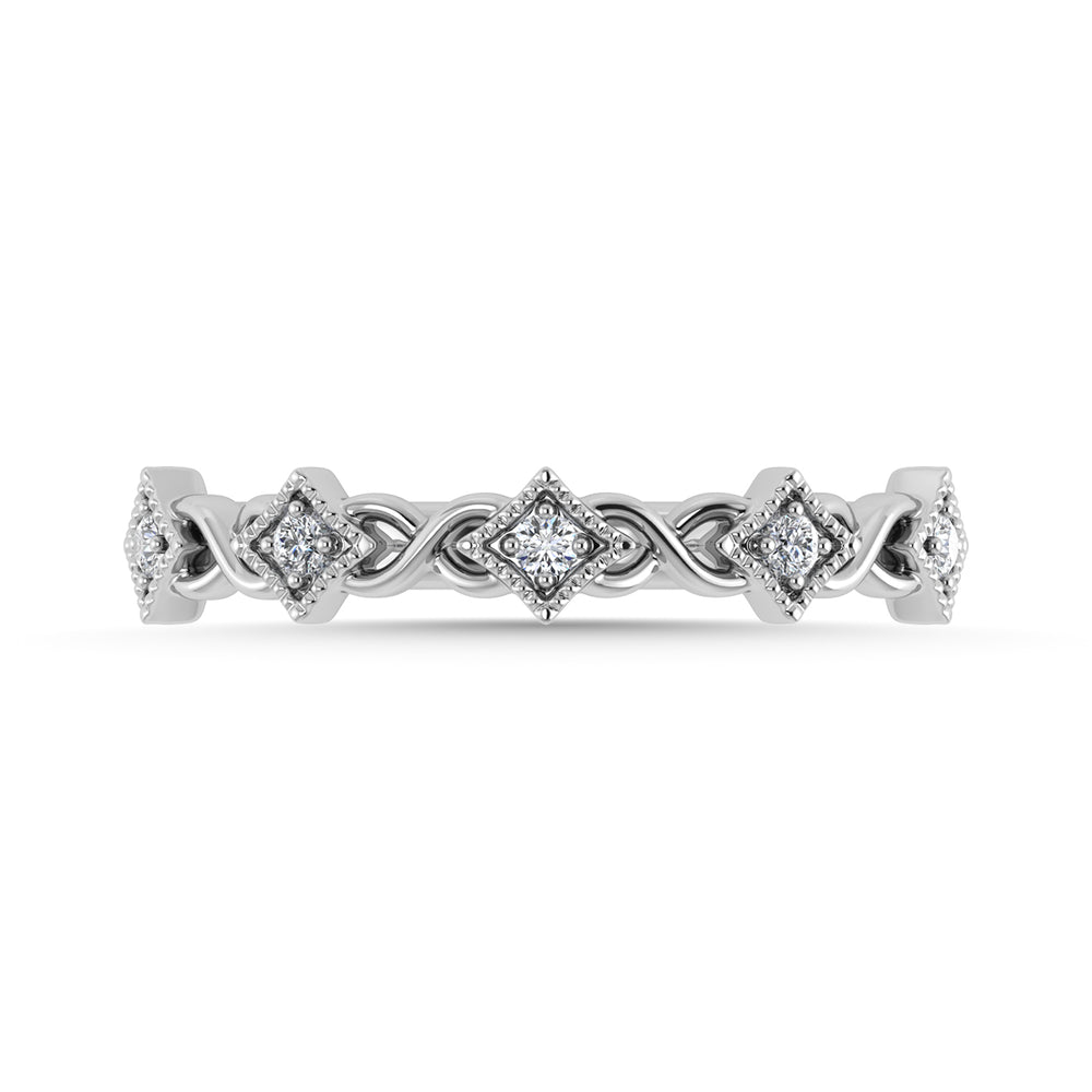 Diamante 1/10 Ct.Tw. Banda apilada en oro blanco de 10 quilates