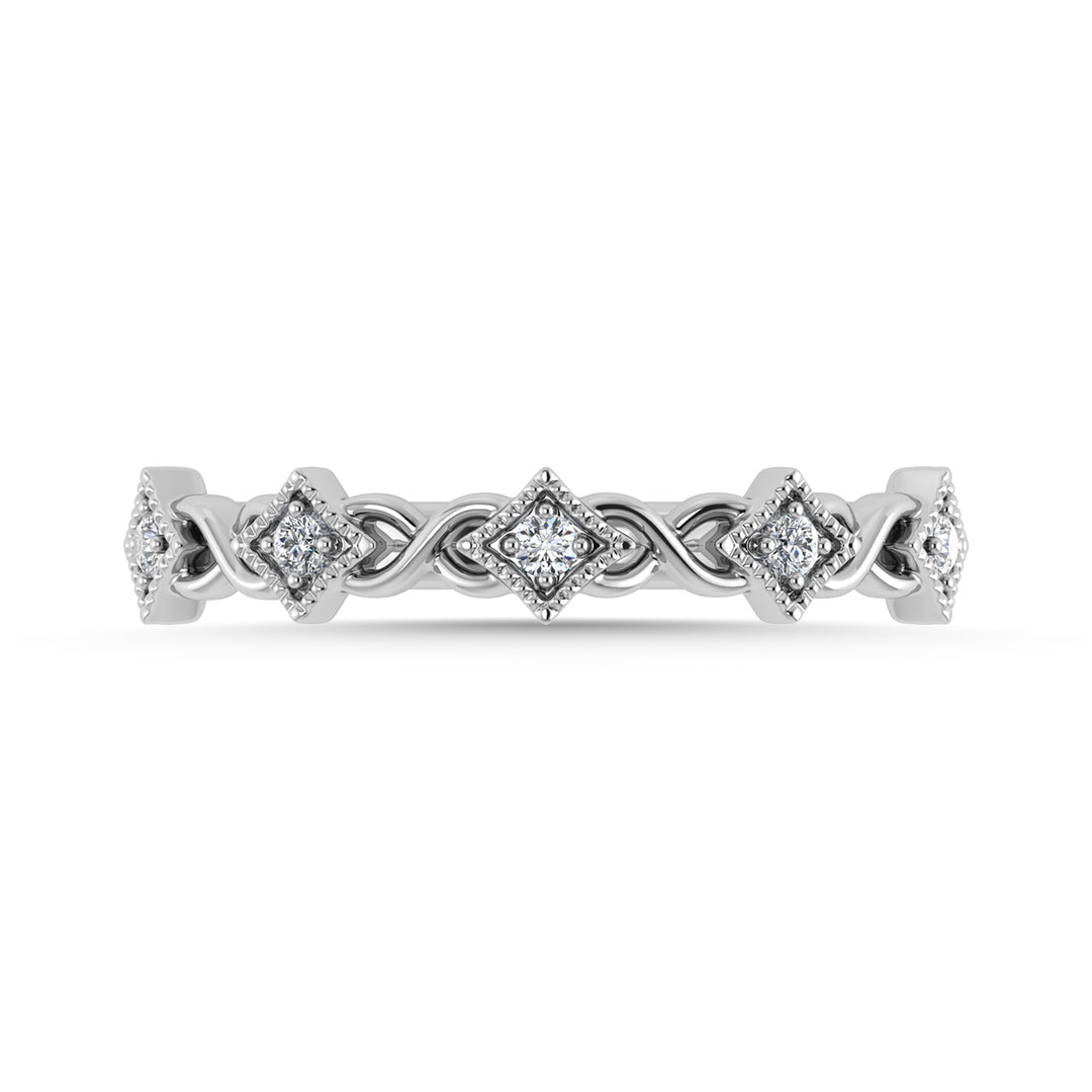 Diamante 1/10 Ct.Tw. Banda apilada en oro blanco de 10 quilates