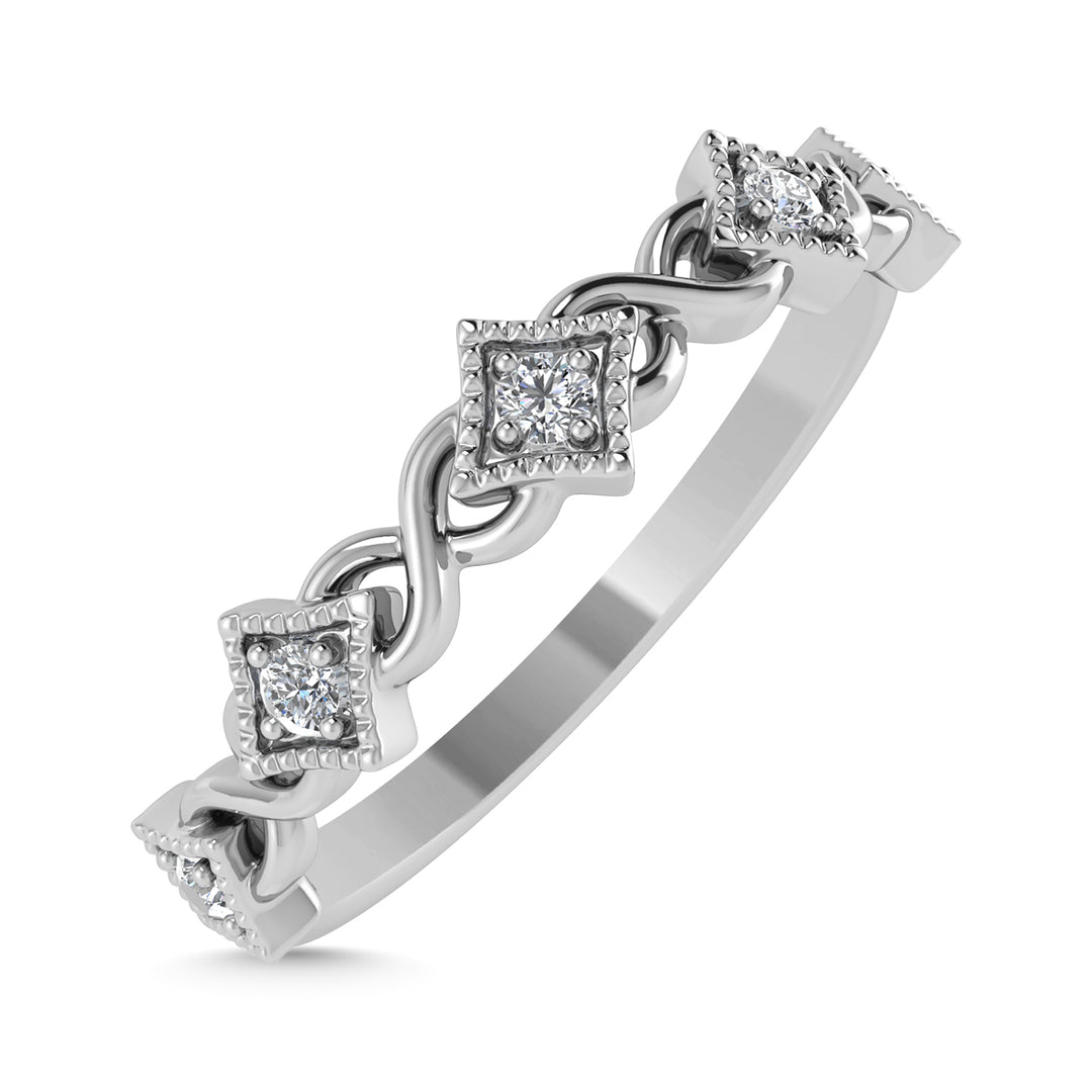 Diamante 1/10 Ct.Tw. Banda apilada en oro blanco de 10 quilates