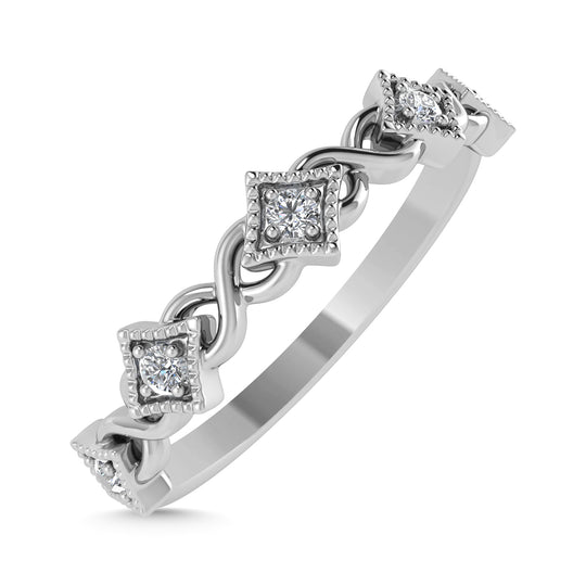Diamante 1/10 Ct.Tw. Banda apilada en oro blanco de 10 quilates