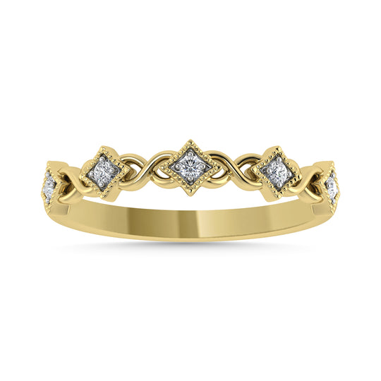 Diamante 1/10 Ct.Tw. Banda apilada en oro amarillo de 10 quilates