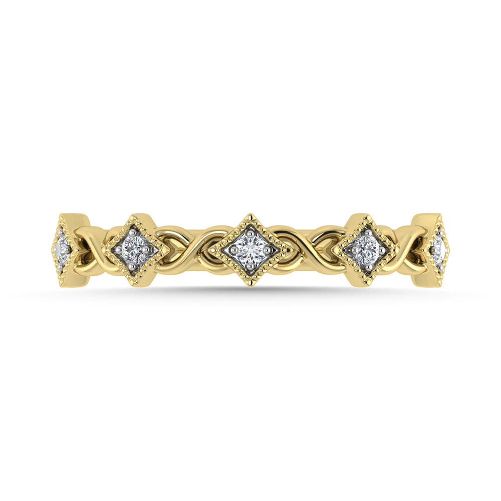 Diamante 1/10 Ct.Tw. Banda apilada en oro amarillo de 10 quilates