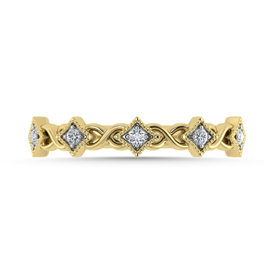 Diamante 1/10 Ct.Tw. Banda apilada en oro amarillo de 10 quilates