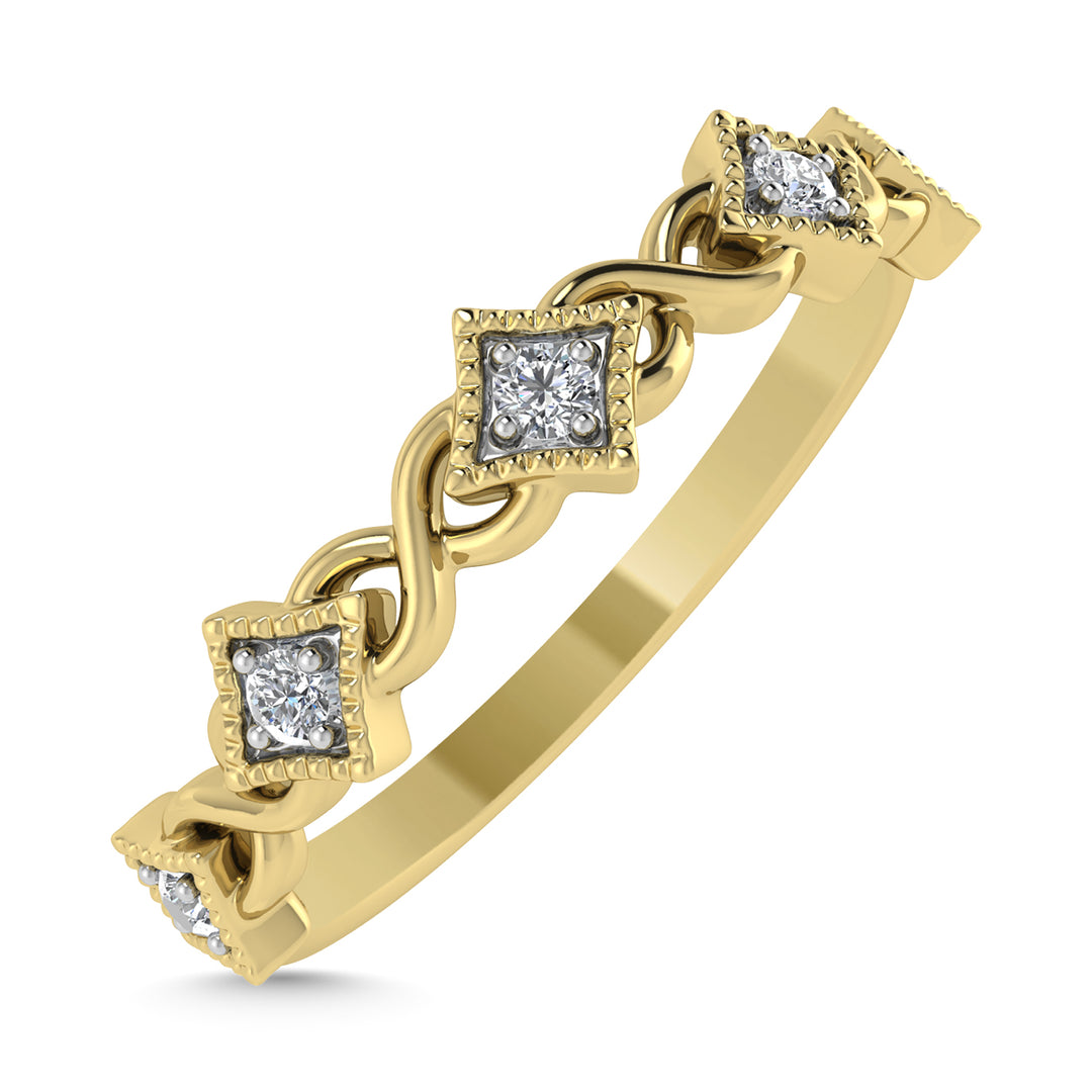 Diamante 1/10 Ct.Tw. Banda apilada en oro amarillo de 10 quilates