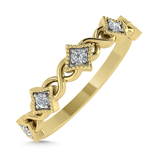 Diamante 1/10 Ct.Tw. Banda apilada en oro amarillo de 10 quilates