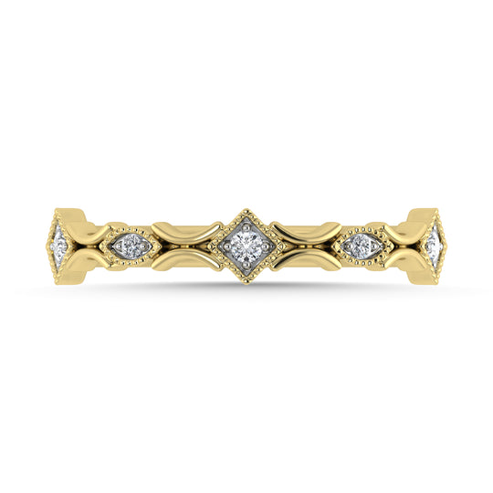 Diamante 1/20 Ct.Tw. Banda apilada en oro amarillo de 10 quilates
