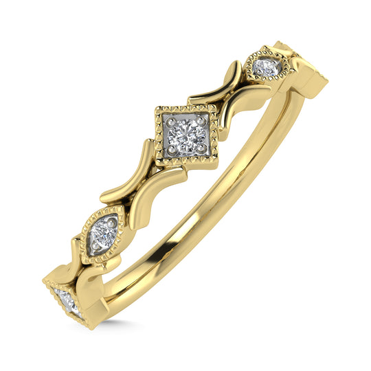 Diamante 1/20 Ct.Tw. Banda apilada en oro amarillo de 10 quilates