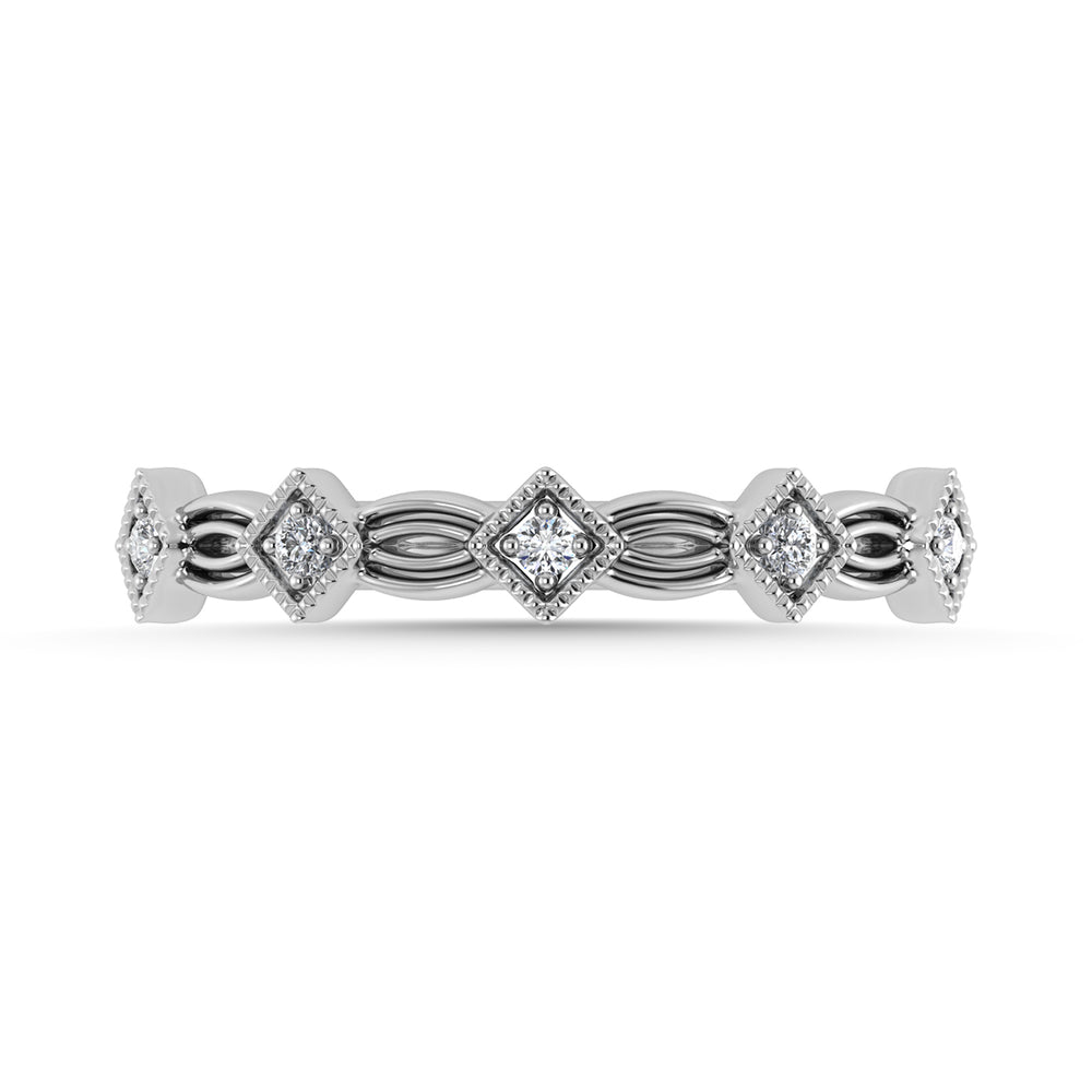 Diamante 1/20 Ct.Tw. Banda apilada en oro blanco de 10 quilates