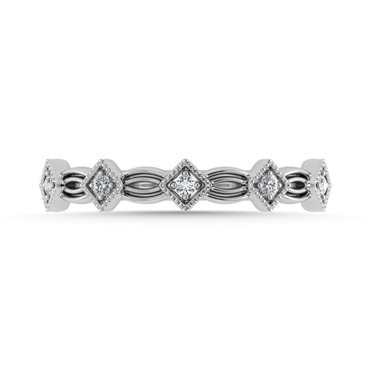 Diamante 1/20 Ct.Tw. Banda apilada en oro blanco de 10 quilates