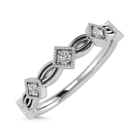 Diamante 1/20 Ct.Tw. Banda apilada en oro blanco de 10 quilates