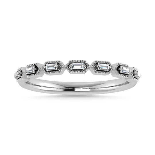 Diamante 1/10 Ct.Tw. Banda apilada en oro blanco de 10 quilates