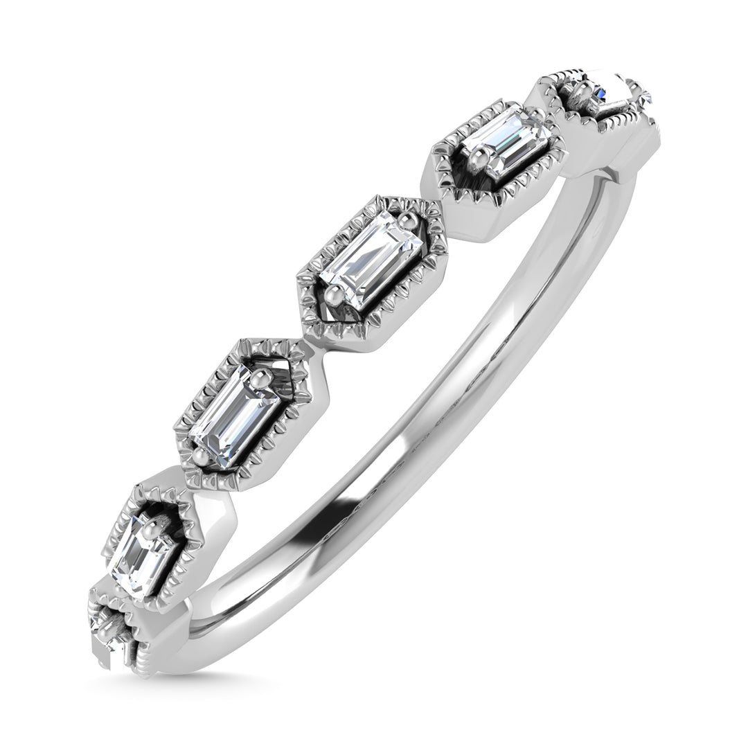 Diamante 1/10 Ct.Tw. Banda apilada en oro blanco de 10 quilates