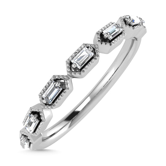 Diamante 1/10 Ct.Tw. Banda apilada en oro blanco de 10 quilates