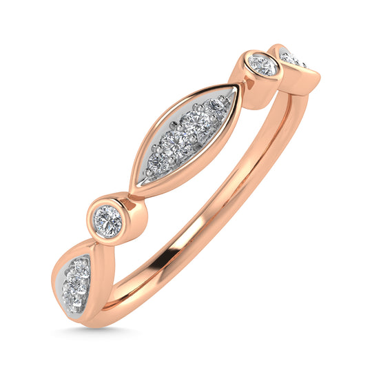 Diamante 1/8 Ct.Tw. Anillo de moda en oro rosa de 10 quilates