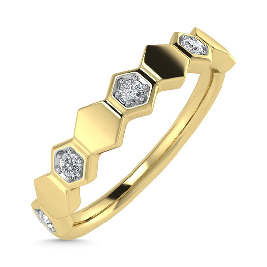 Diamante 1/10 Ct.Tw. Banda apilada en oro amarillo de 10 quilates