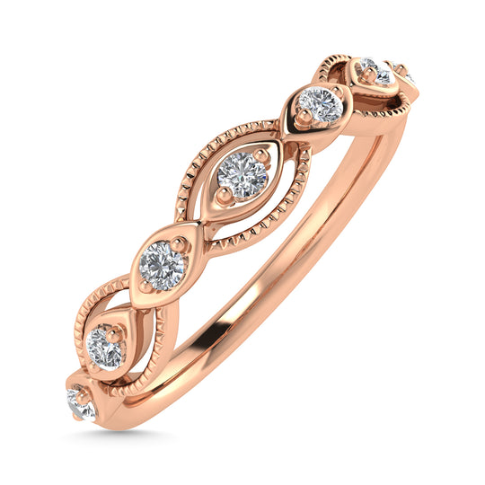 Diamante 1/6 Ct.Tw. Alianza apilable en oro rosado de 14 k